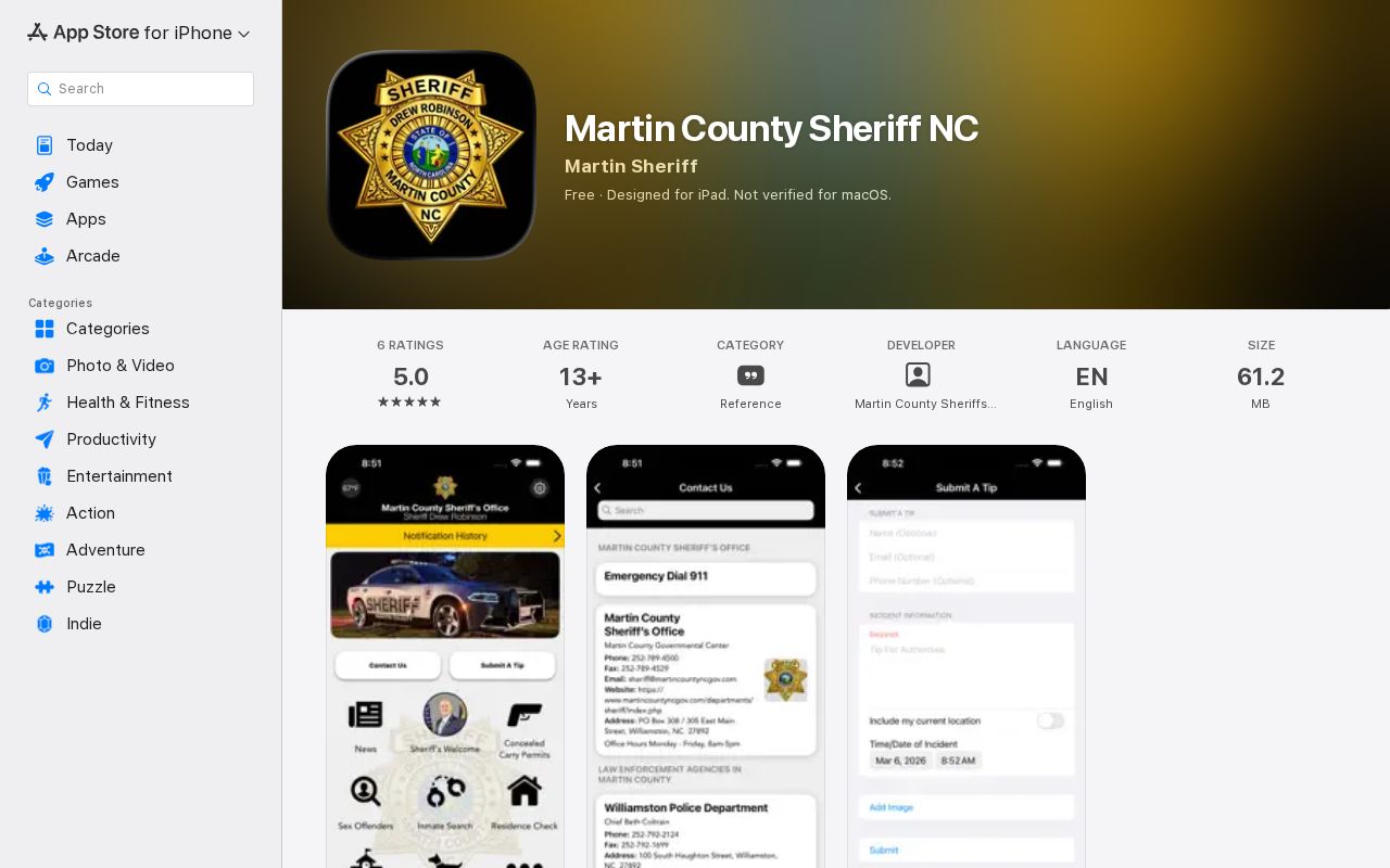 Martin County Sheriff app and released-inmate mugshot channel
