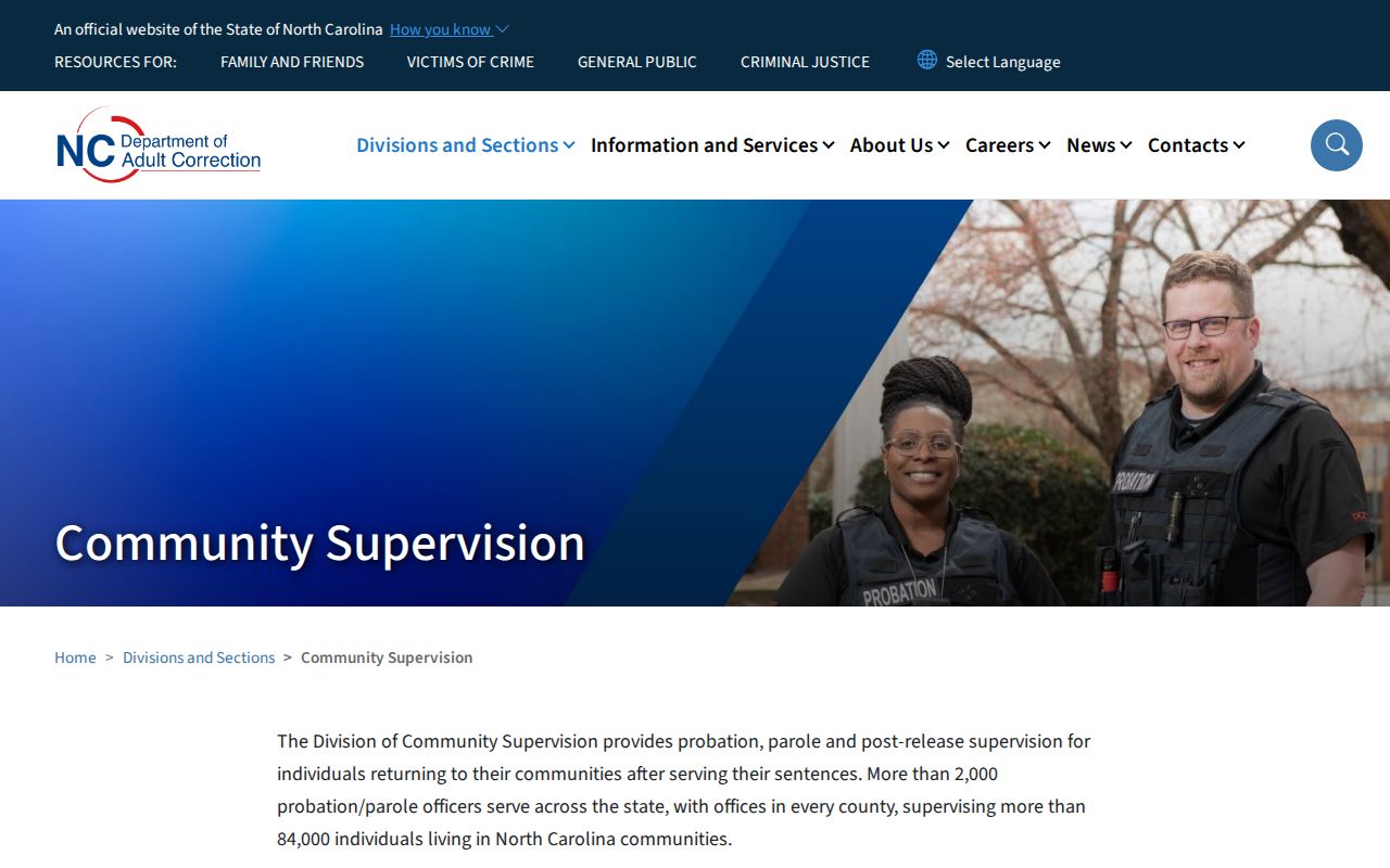 Martin County post-release supervision information from NCDAC