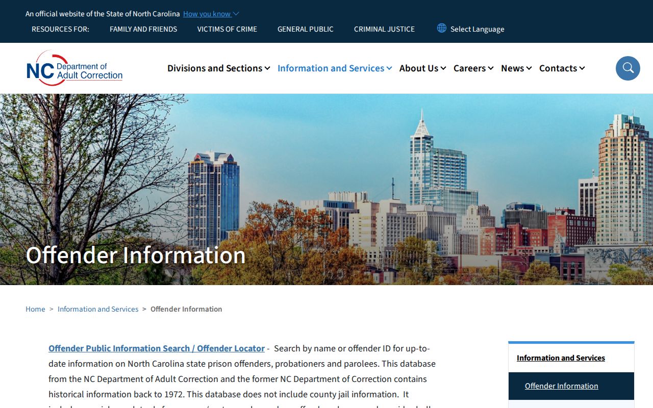 Martin County released inmate NCDAC search gateway