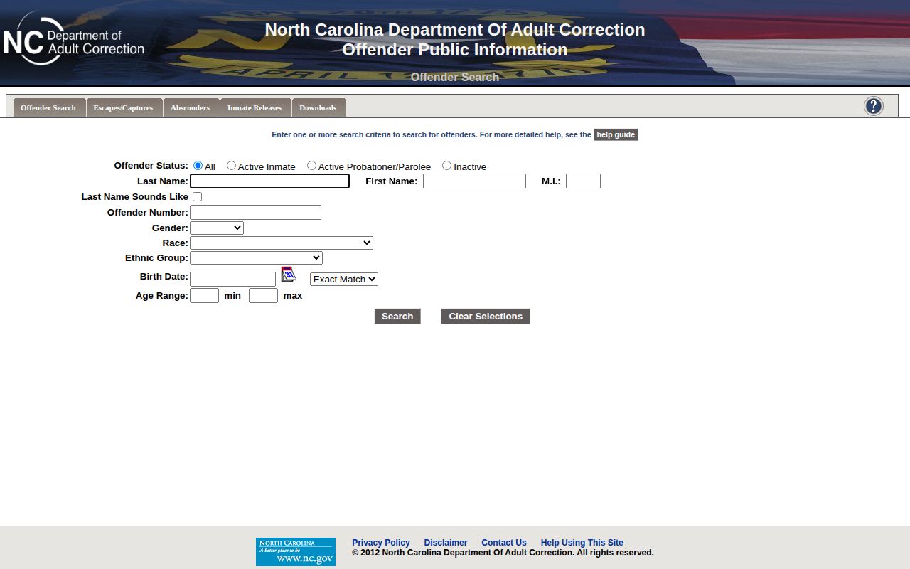 NCDAC Offender Public Information Search for Martin County state release records